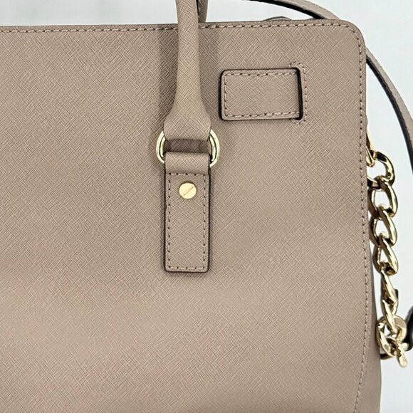 Michael Kors Taupe Saffiano Leather Satchel Hand/Shoulder Bag Large w/Gold Lock - Picture 13 of 15